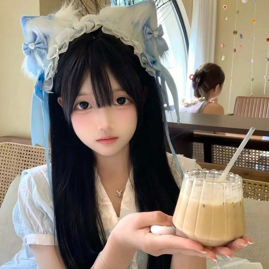 Blue Lolita cos หูแมวกิ๊บติดผมแมวน่ารักสาวหูโบว์ผมวง High-End สาวหัวใจ Headdress