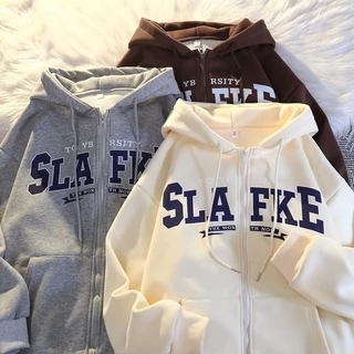 ผู้ชาย กำมะหยี่หนา ซิป เสื้อฮู้ด แฟชั่น อเมริกัน วัยรุ่น แขนยาว แจ็คเก็ต