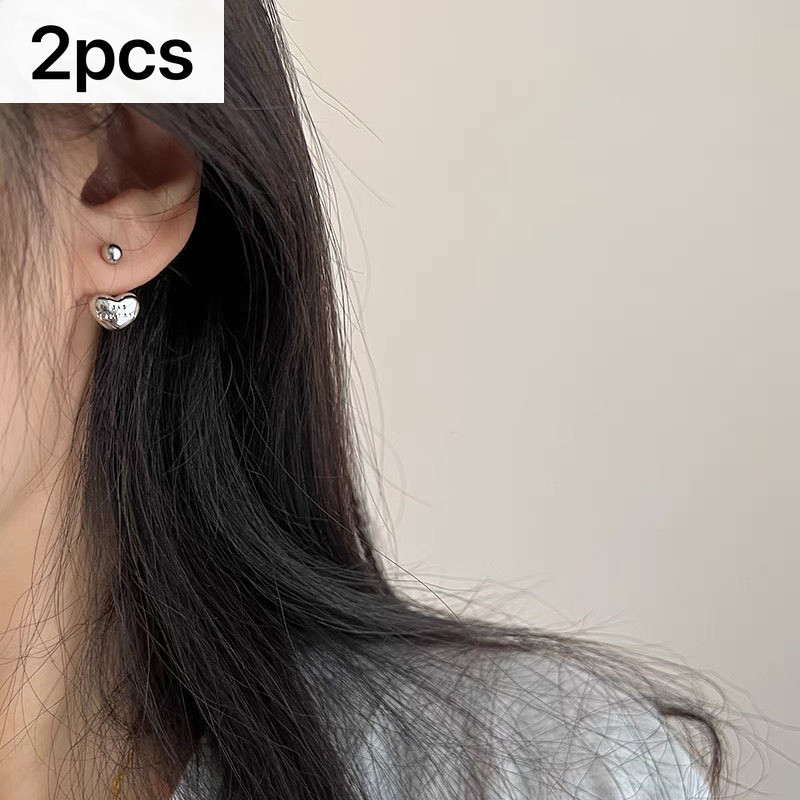 หนึ่งสไตล์สองสวมต่างหูหัวใจโลหะแขวนกลับออกแบบเฉพาะต่างหูหัวใจพีชแสงหรูหราต่างหูที่เรียบง่าย