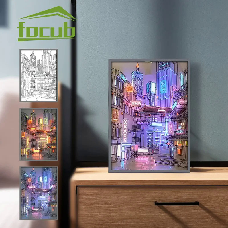 LED Light Up Painting Anime Wall Light Painting Decor Led Wall Art Picture Frame Dimming Romantic Ni