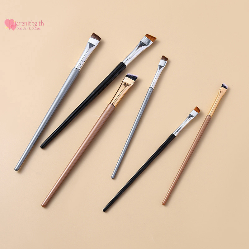 Renbg 2 ชิ้นใบมีดอายไลเนอร์แปรงคิ้วแบบพกพาแบน Fine Eye Liner Brow Contour แปรงแต่งหน้าเครื่องมือแต่งหน้า TH