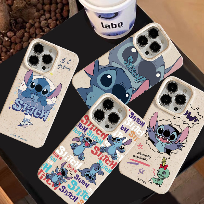 การ์ตูนตลกน่ารัก Stitch เป็นมิตรกับสิ่งแวดล้ เคสiPhone 16 11 15 13 12 14 Pro MAX 7Plus 7 6 16 8 Plus XR X XS MAX SE 2020