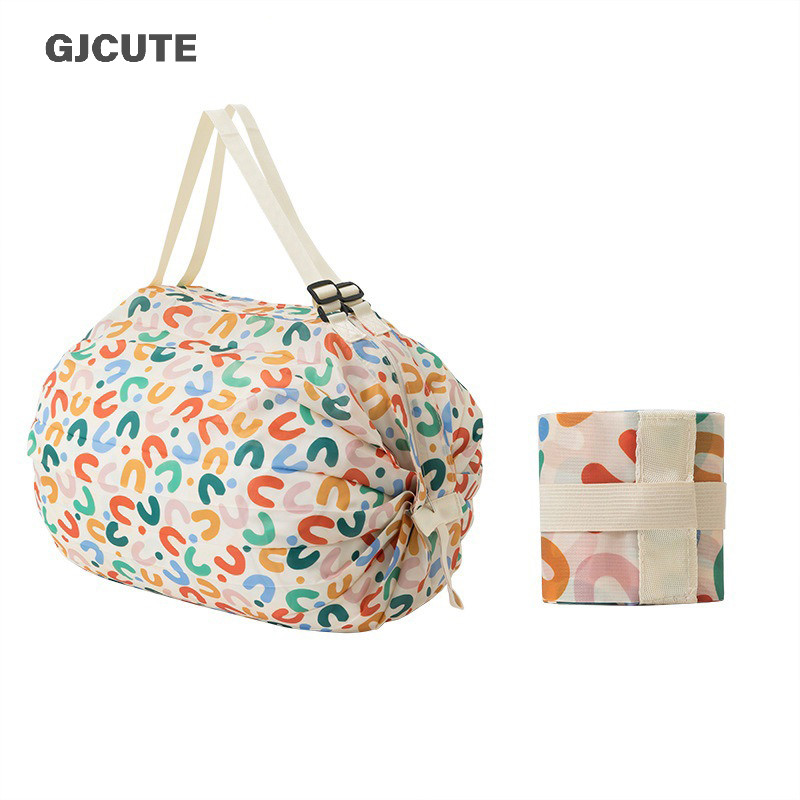 Gjcute พับเป็นมิตรกับสิ่งแวดล้อมเดินทางแบบพกพาความจุขนาดใหญ่หนาถุงของชําขนาดใหญ่ WTD