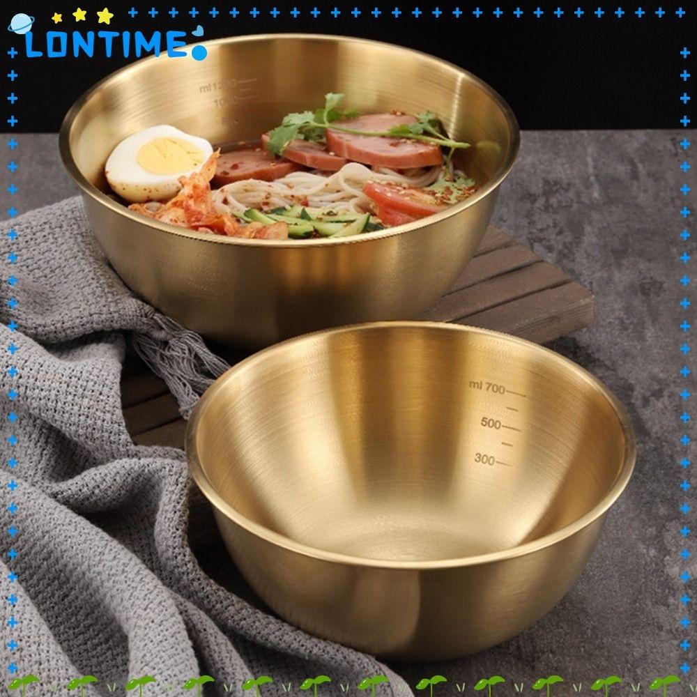 Lontime ชามสลัดผลไม้,พร้อมขนาด Double Layer ชามข้าวซุป,สไตล์เกาหลี 17/19/25CM Anti-Scaldingสแตนเลสชามก๋วยเตี๋ยวอาหารบนโต๊ะอาหาร
