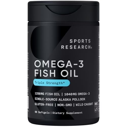 การวิจัยกีฬา Triple Strength Omega 3 Fish Oil - อาหารเสริมน้ํามันปลาเบอร์พเลสพร้อมกรดไขมัน EPA & DHA