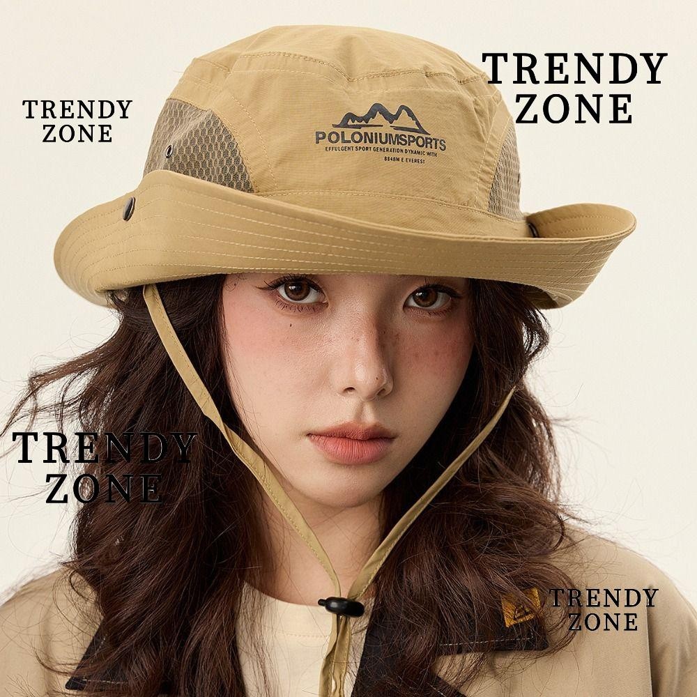 Trendyzone หมวกแฟชั่นถังระบายอากาศ, หมวกชาวประมงกันแดดปีกกว้าง, หมวกปีนเขาแห้งเร็วสําหรับตั้งแคมป์เดินป่า