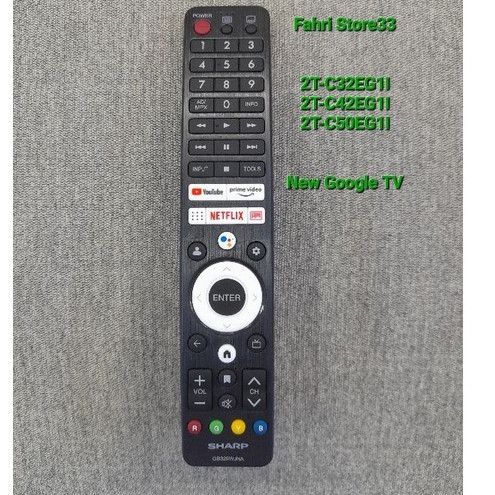 Sharp Android TV Remote (Google TV) 100% GB326WJNA Voice Asistent 2t-c32eg1i 2t-c42eg1i 2t-c50eg1i 4