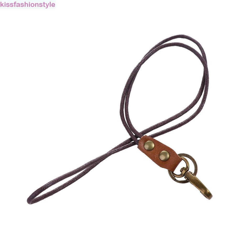 Kissfashionyle สายคล้องข้อมือสําหรับโทรศัพท์มือถือสําหรับคีย์ป้ายผู้ถือบัตรประจําตัวประชาชนพวงกุญแจหนังวัวสายคล้องคอโทรศัพท์