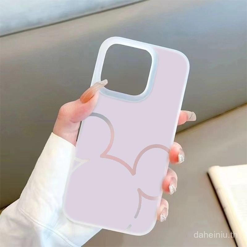เคส iPhone คุณภาพสูงของมิกกี้ด้านล่างสีม่วงเหมาะสำหรับ iPhone 11, 12, 13, 14, 15 PRO MAX, 7plus, 8PLUS, 11pro, 13pro, X, XR, XS MAX