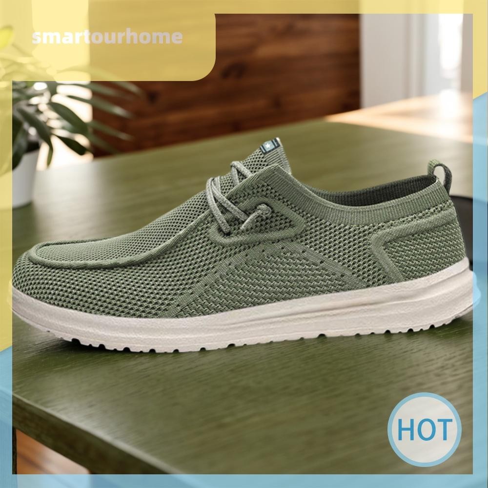 [smartourhome.th] Men Walking Shoes Extra Wide Slip On Shoes with Arch Support for Work Traveling