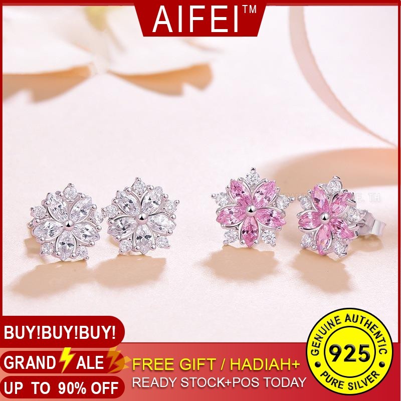 PLINTH 925 ต่างหูเงินต่างหูสีชมพูเพชรเชอร์รี่ที่เรียบง่ายอารมณ์หวานดอกไม้เล็ก ๆ น้อย ๆ นักเรียนพร็อพ637