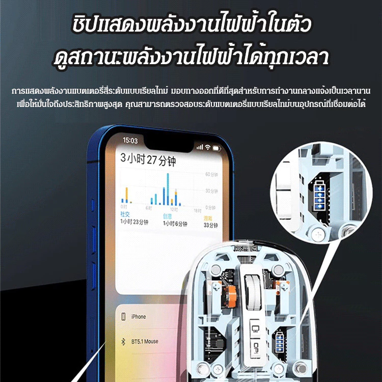 เมาส์ไร้สายแบบใส ระบบแม่เหล็ก Bluetooth 2in1 thumbnail 8