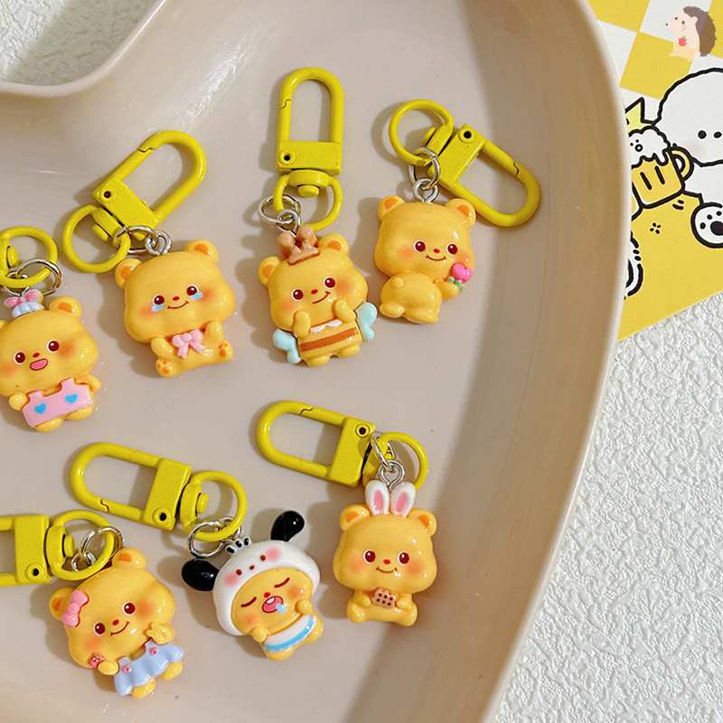 [ใน] น่ารัก แฟชั่นน่ารักหมีพวงกุญแจการ์ตูนสัตว์จี้พวงกุญแจแหวนสําหรับผู้หญิงสาวสร้างสรรค์กระเป๋าเป้สะพายหลังอุปกรณ์ตกแต่งของขวัญ ไทย