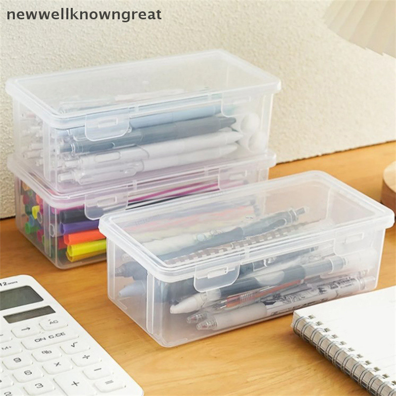 ใหม่wellknowngreat 1PC ความจุขนาดใหญ่กล่องดินสอวัสดุ PP โปร่งใสกล่องดินสอ Stackable อุปกรณ์สํานักงานจัดเก็บกล่อง CAD