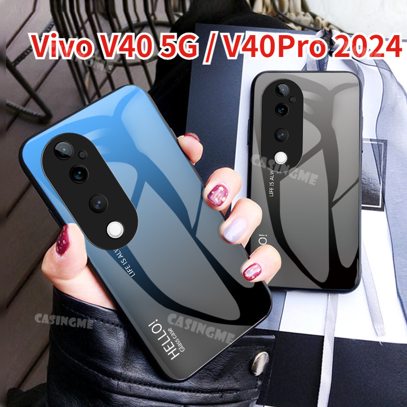 Vivo V40 5G V40Pro 2024 กระจกนิรภัยเคสโทรศัพท์สําหรับ Vivo V40 5G V40 VivoV40 V 40 Pro V40Pro 5G 2024 ปลอกไล่โทนสีเคสโทรศัพท์กันกระแทกปกหลัง
