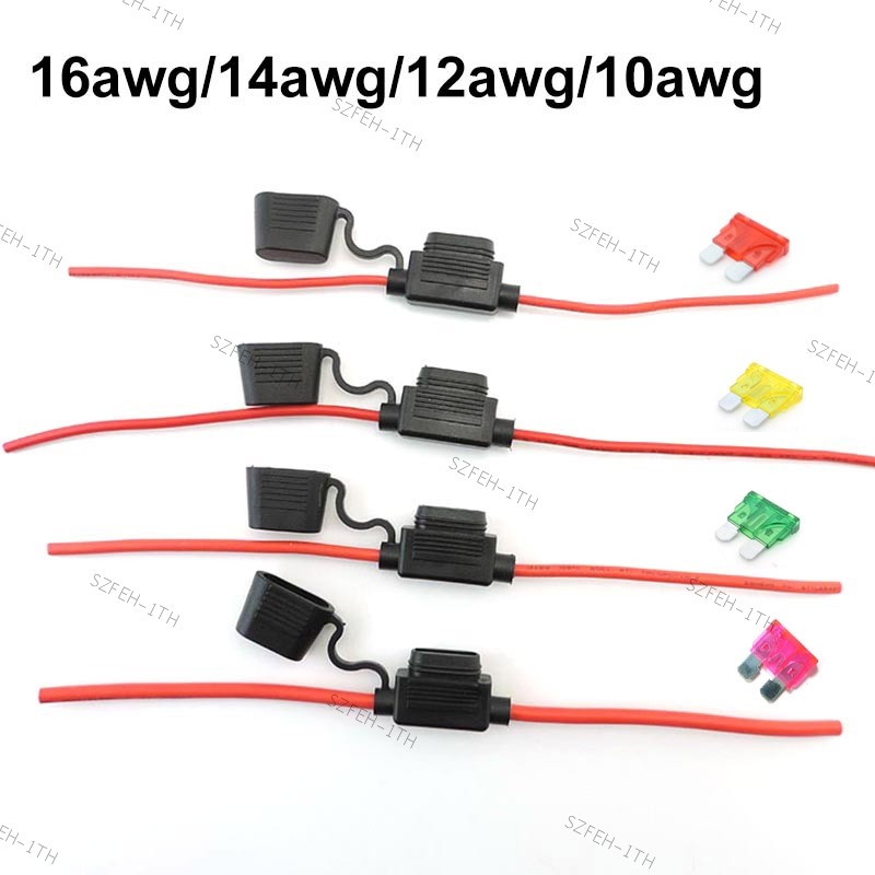 กันน้ํามินิขนาดเล็กขนาดกลางผู้ถือฟิวส์อัตโนมัติ 16/14/12/10AWG รถใบมีดฟิวส์สายไฟ 10A 20A 30A 50A ฟิวส์ซ็อกเก็ต @ F3TH
