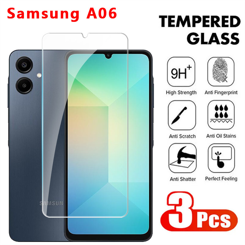 กระจกนิรภัยป้องกันหน้าจอสําหรับ Samsung Galaxy A06 A07 4G 2024 คลุมทั้งหมดฟิล์มกระจกใสสําหรับ Galaxy