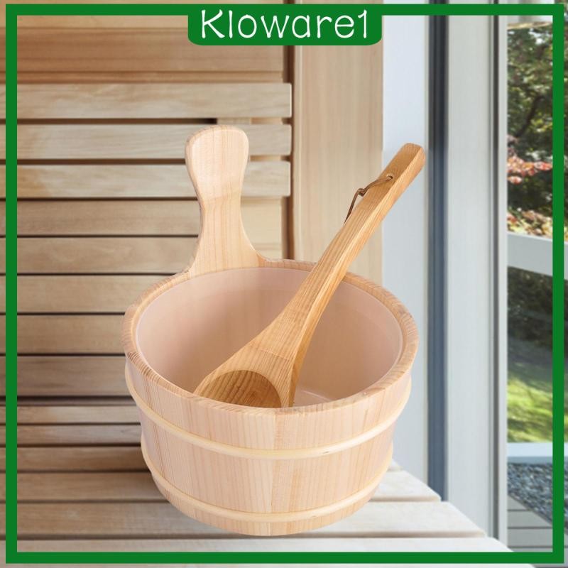 [Kloware1] ถังไม้ซาวน่า 4L พร้อมที่บันไดสําหรับอ่างอาบน้ําซาวน่า
