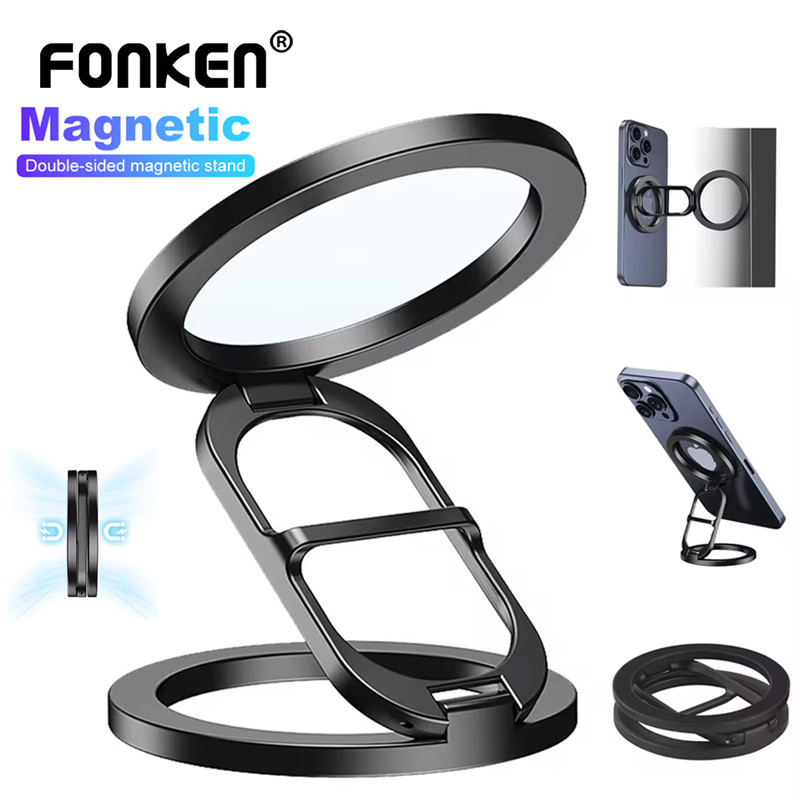 ซื้อ Fonken สองด้านแม่เหล็กโทรศัพท์ผู้ถือแหวน Kickstand แม่เหล็ก Grip Gym ผู้ถือรถสําหรับ MgSafe iP 15 14 Android ขาตั้งโทรศัพท์