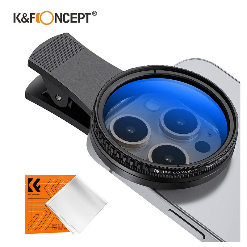 K&F CONCEPT Clip-On CPL Circular Polarizer Filter 52mm Phone Filter for All Phone & 52mm Camera Lens