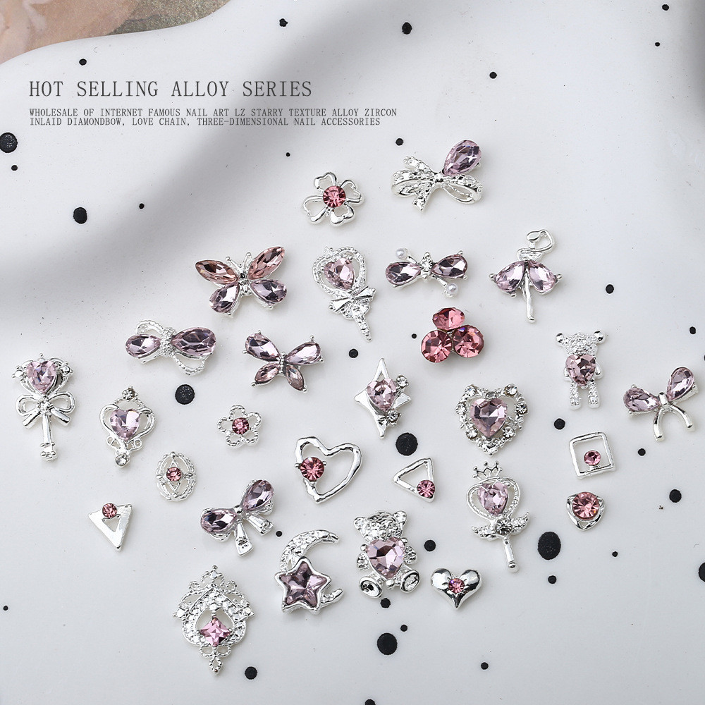 10ชิ้นที่สวยงามกะลาสีมายากลมายากลเบสบอลปิดเจาะเพชรเจาะผีเสื้อรักจังหวะหมีน้อยตกแต่งเล็บ