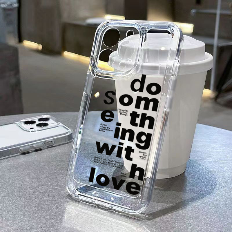 นุ่มโปร่งใสเคสโทรศัพท์สําหรับiphone 16 15 14 12 13 11 Pro Max XR X XS Max 14 15 7 8 Plus SE 2020 Miniแฟชั่นรูปแบบที่เรียบง่ายภาษาอังกฤษหรูหราซิลิโคนกันกระแทกกรณี