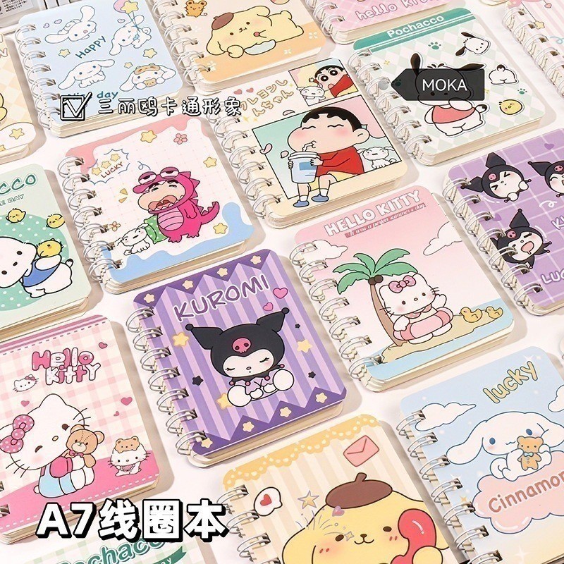 SANRIO โน๊ตบุ๊คซานริโอ Kuromi Hello Kitty A7 Coil Book Daily Weekly Planner Agenda เครื่องเขียนรายสัปดาห์อุปกรณ์สํานักงานโรงเรียน