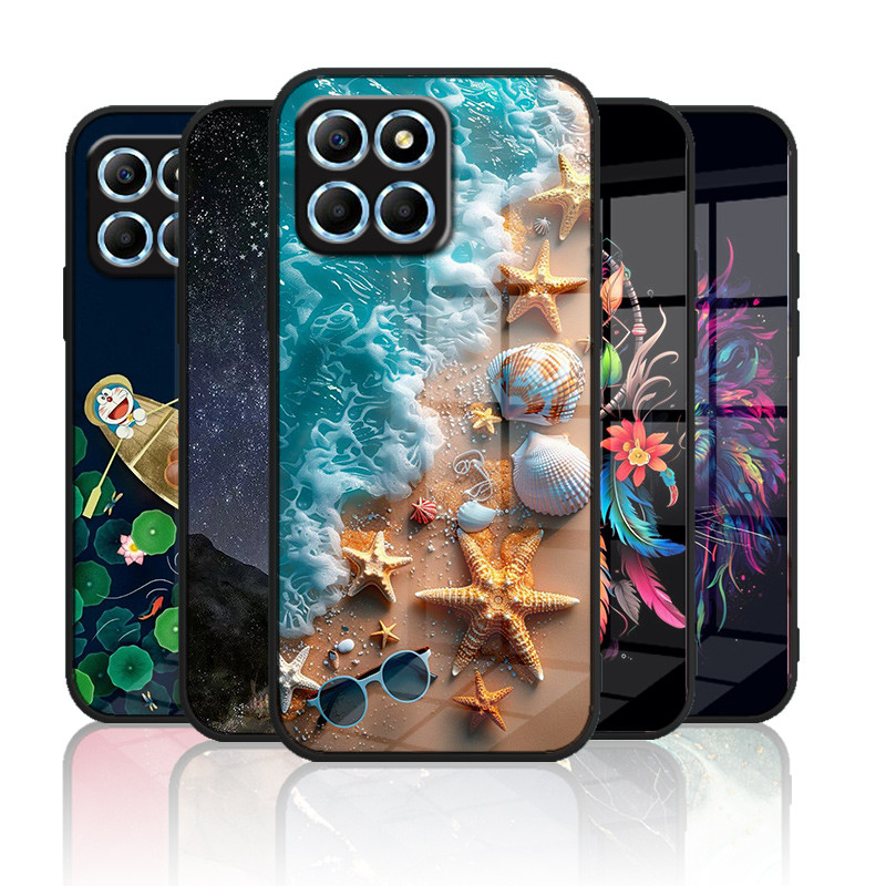 เคสกระจก Huawei honor X6 / honor x6a / honor x6s เคสกระจกนิรภัย Hard ฝาหลังขอบซิลิคอนนุ่ม