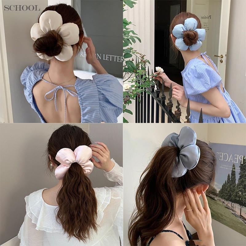 Creative เกินจริงขนาดใหญ่ดอกไม้ Scrunchie ผม Band สําหรับผู้หญิง 2024 การออกแบบอินเทรนด์เกาหลีผม Band วันหยุดอุปกรณ์เสริมผม