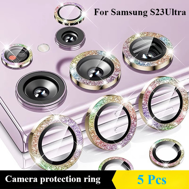 เลนส์กระจกนิรภัยสําหรับ Samsung S25 S24 S23 S22 Plus/Ultra/FE ป้องกันกล้องพร้อม Samsung S24 FE / S24Ultra แหวนโลหะป้องกันฟิล์ม