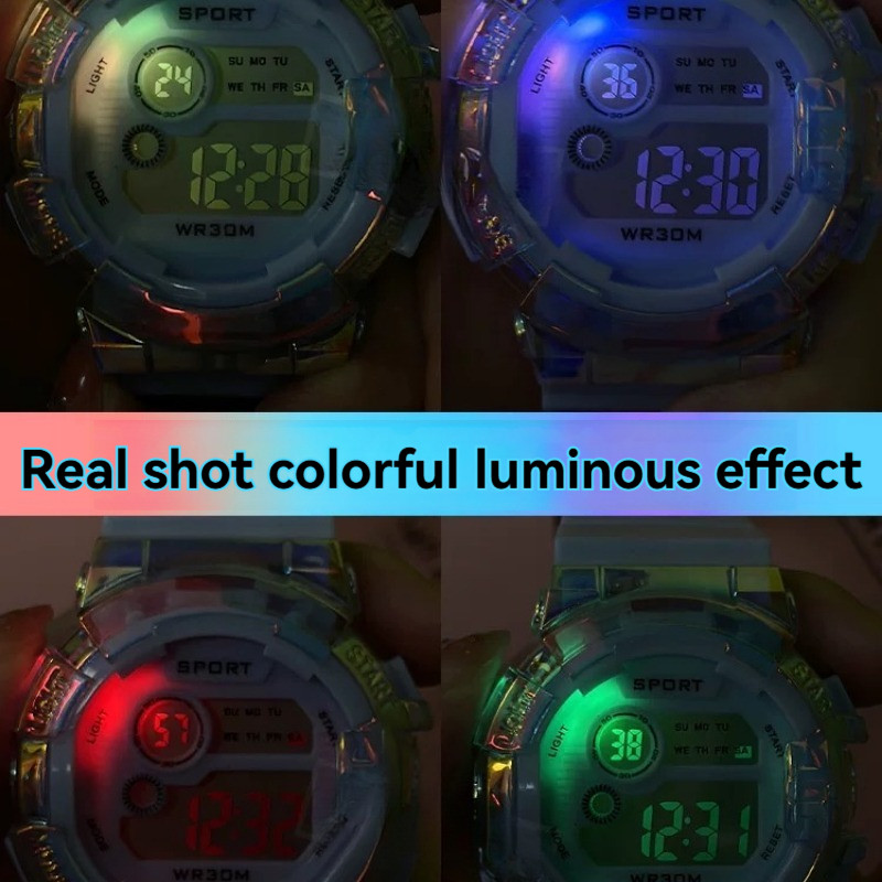 Keglect Kids LED Digital Watch เด็กนาฬิกากันน้ําและป้องกันความดันนักเรียนนาฬิกา Muti-Ftructional พร้อมนาฬิกาปลุก