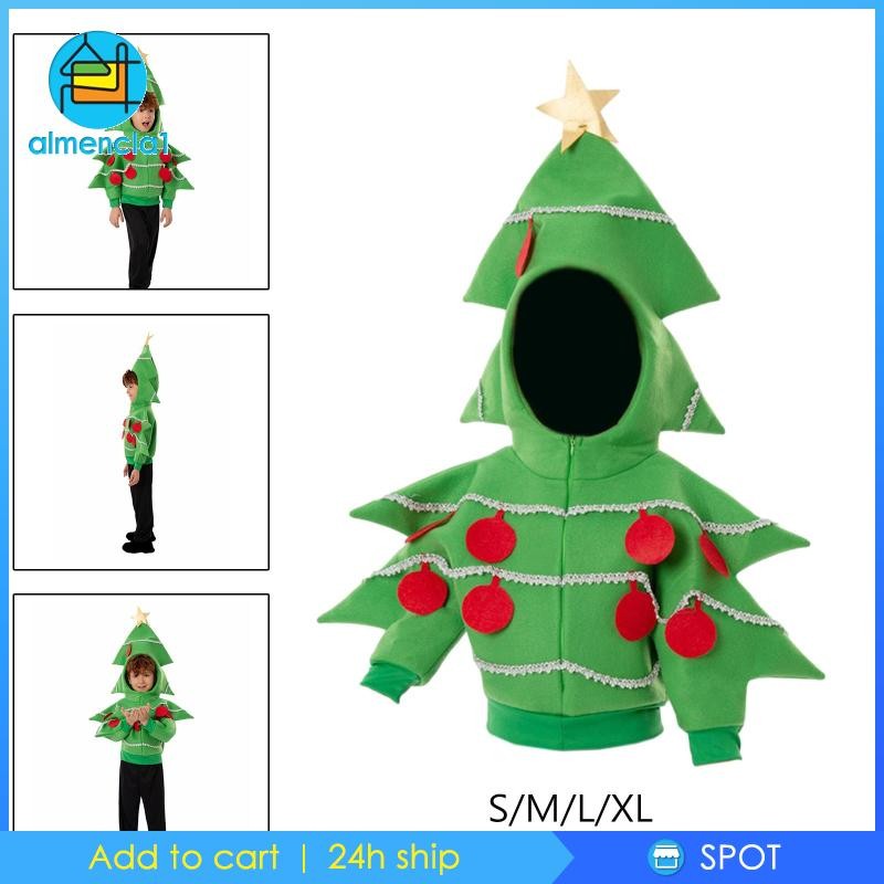 [Almencla1] เครื่องแต่งกายต้นคริสต์มาสสําหรับเด็กเสื้อผ้าชุดแฟนซีแขนยาวอุปกรณ์ประกอบฉากภาพเด็กชาย
