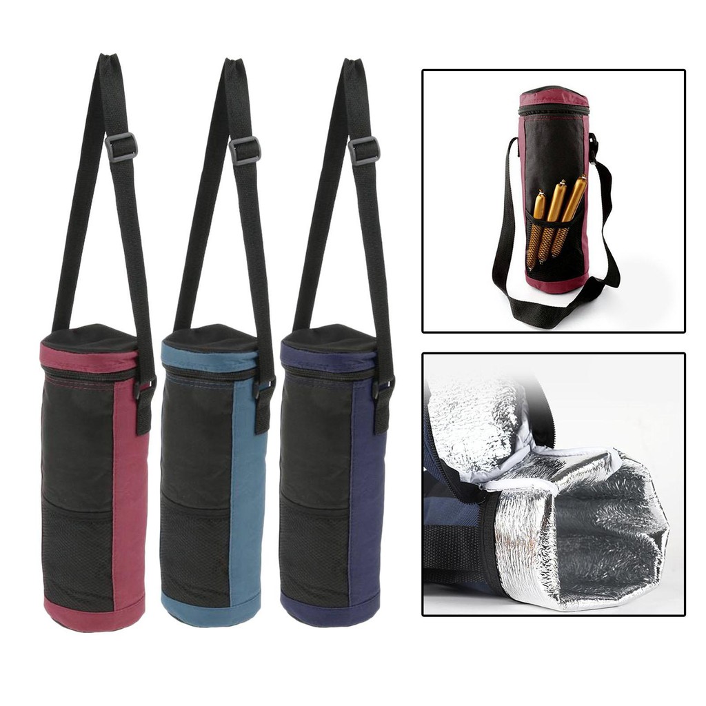 [Lszcx6l] กระเป๋า 2 ลิตรแบบพกพา Camping Travel Insulated Tote ผู้ให้บริการขวดกระบอกน้ําหนักเบาพร้อมกระเป๋าตาข่ายด้านข้าง