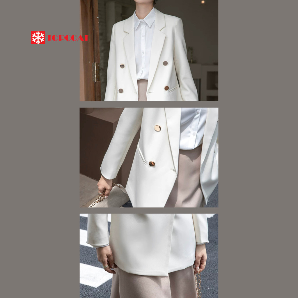 เบลเซอร์หญิง สูทผู้หญิง (Blazer02) 4 กระดุมทอง สีชมพู ชมพูเข้ม บานเย็น แดงสด แดงไวน์ ส้ม น้ำตาล น้ำตาลเข้ม เหลือง ราคา ถูกที่สุด ดีลบีเคเค แกลเลอรีภาพที่ 8