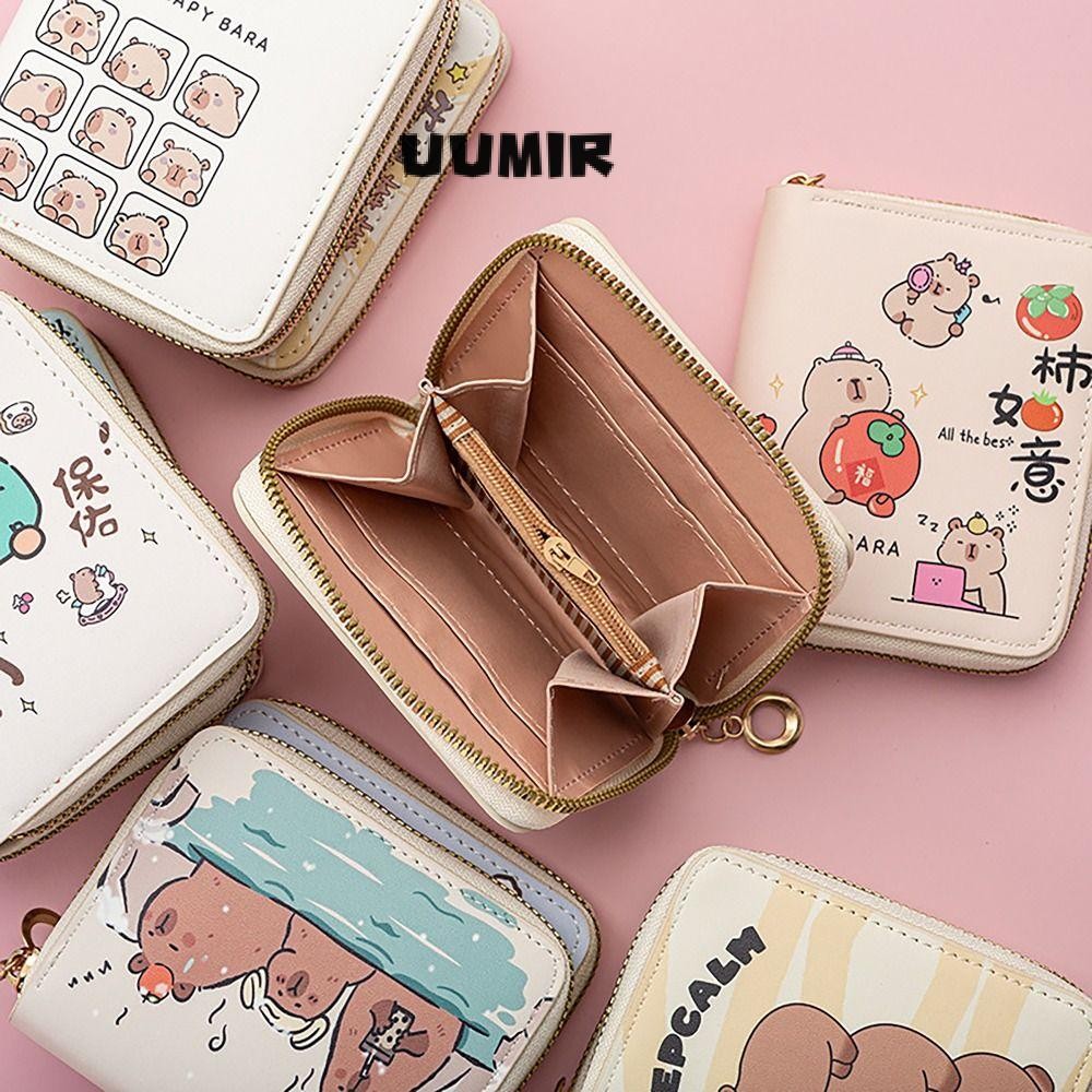UUMIR กระเป๋าใส่เหรียญเงิน, INS สไตล์ Capybara บัตรเครดิต Holoder, Simple PU หนังซิปกระเป๋าสตางค์สําหรับนักเรียนหญิงของขวัญ