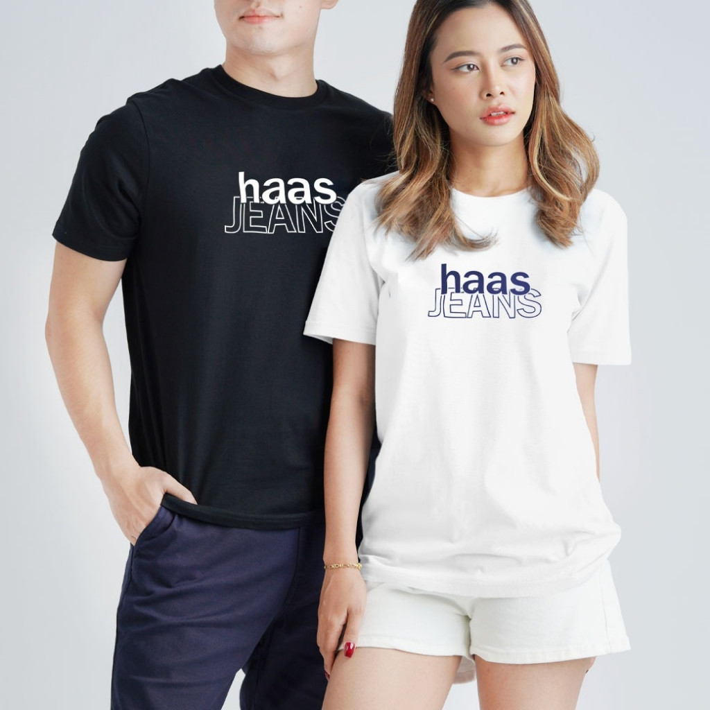 คุณภาพสูง🤩🤩 haas เสื้อยืดแขนสั้น unisex ผู้ชาย ผู้หญิง ลายสรีน haas jeans SHSK2587A