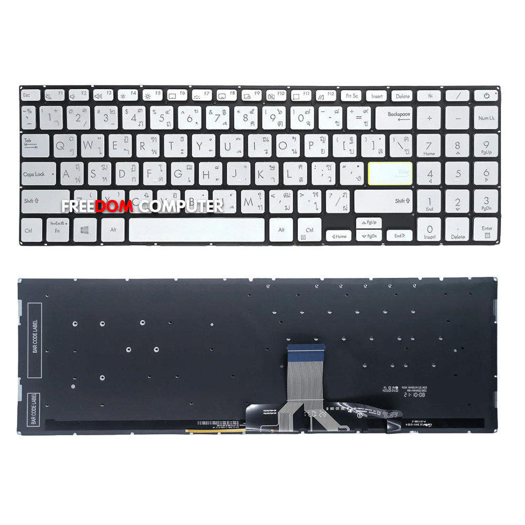 คีย์บอร์ด ASUS Vivobook 15 S533E D533I D533U X533 M533 ไทย-อังกฤษ สีเทา มีไฟ KEYBOARD