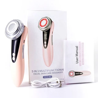 เครื่องนวดหน้าไฟฟ้าอเนกประสงค์พร้อมไฟ LED สีชมพูและสีขาว เครื่องนวดหน้าเพื่อทำความสะอาด ยกกระชับผิว