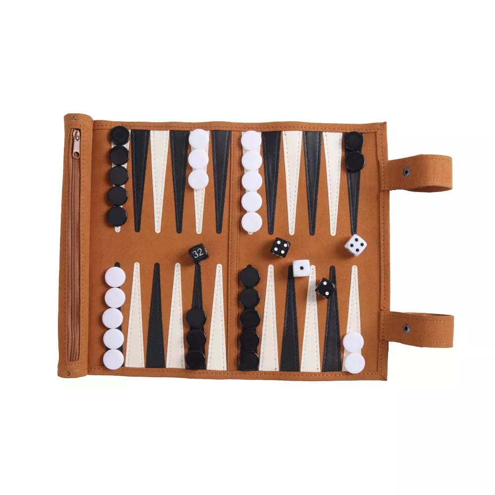 Roll Double Land Checkerboard Set Travel Portable Roll Up Backgammon Board Game Set