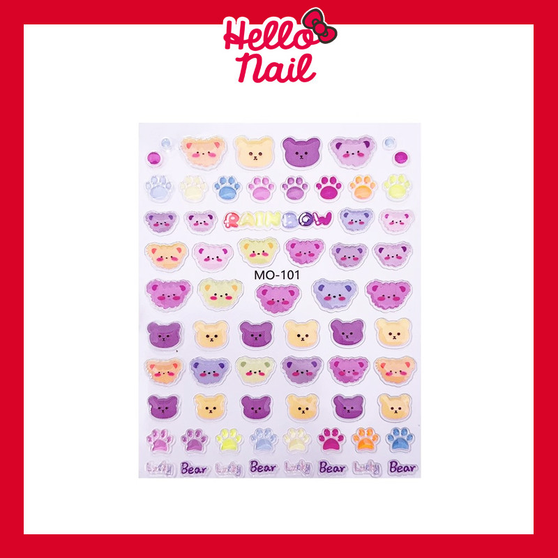 สติ๊กเกอร์ติดเล็บ 5D Rabbit Jelly ตาโต แบบนูน สติ๊กเกอร์แต่งเล็บ กาวในตัว Sticker อุปกรณ์ตกแต่งเล็บ