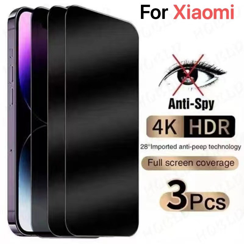 3 ชิ้น Anti-Spy ความเป็นส่วนตัวกระจกนิรภัย XiaoMi 10 11 Lite 9T 10T 11T 12T Poco M4 X5 X6 F6 M3 Pro 