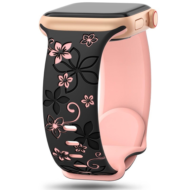 สายซิลิโคน Smart Strap 45 มม. 44 มม. 42 มม. 41 มม. 40 มม. 49 มม. 38 44 มม. สร้อยข้อมือแกะสลัก Series 9 8 7 SE 6 5 4 Ultra 2