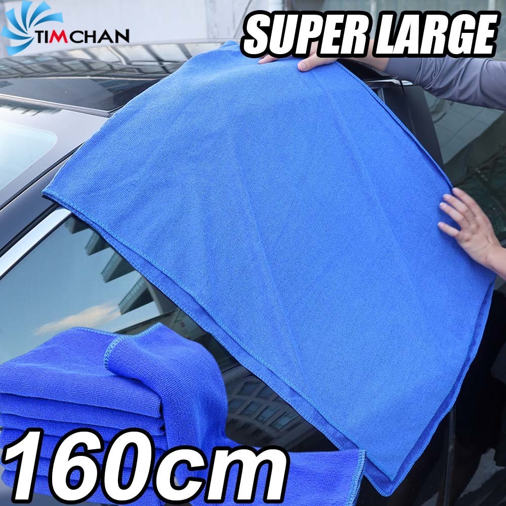 ผ้าขนหนูไมโครไฟเบอร์ขนาดใหญ่พิเศษ 160 ซม. -สําหรับการอบแห้งรถยนต์, ขัด - นุ่ม, หนา, การดูดซึมน้ํา - ผ้าขนหนูล้างรถคลาสสิกสีฟ้า - เยี่ยมยอด เส้นใยผ้าทําควา