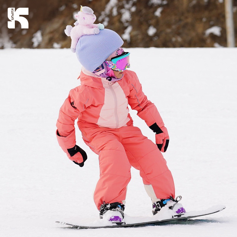 Kufun ชุดสกีชิ้นเดียว สําหรับเด็ก บอร์ดเดี่ยว และอุปกรณ์บอร์ดคู่ ชุดหิมะ กันน้ํา