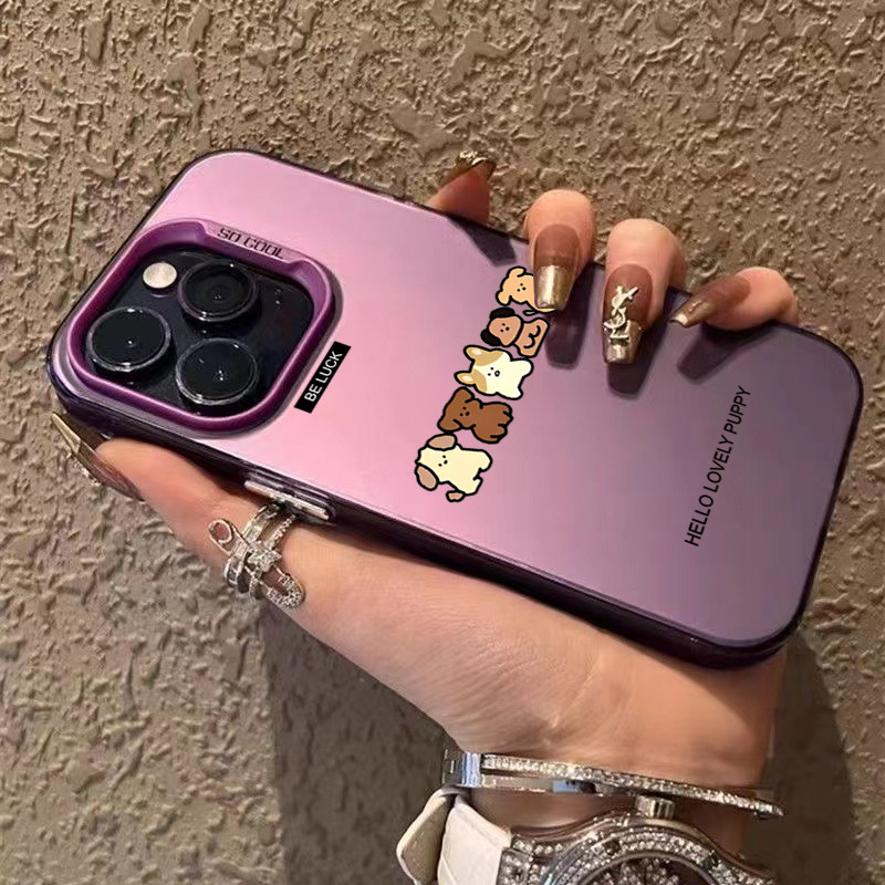 โลหะชุบโลหะด้วยไฟฟ้า ไอโฟนสัตว์น้อยน่ารักfor 11 iPhone 12 13 14 15Pro MAX X XS XR 7 8Plus เคสโทรศัพท์