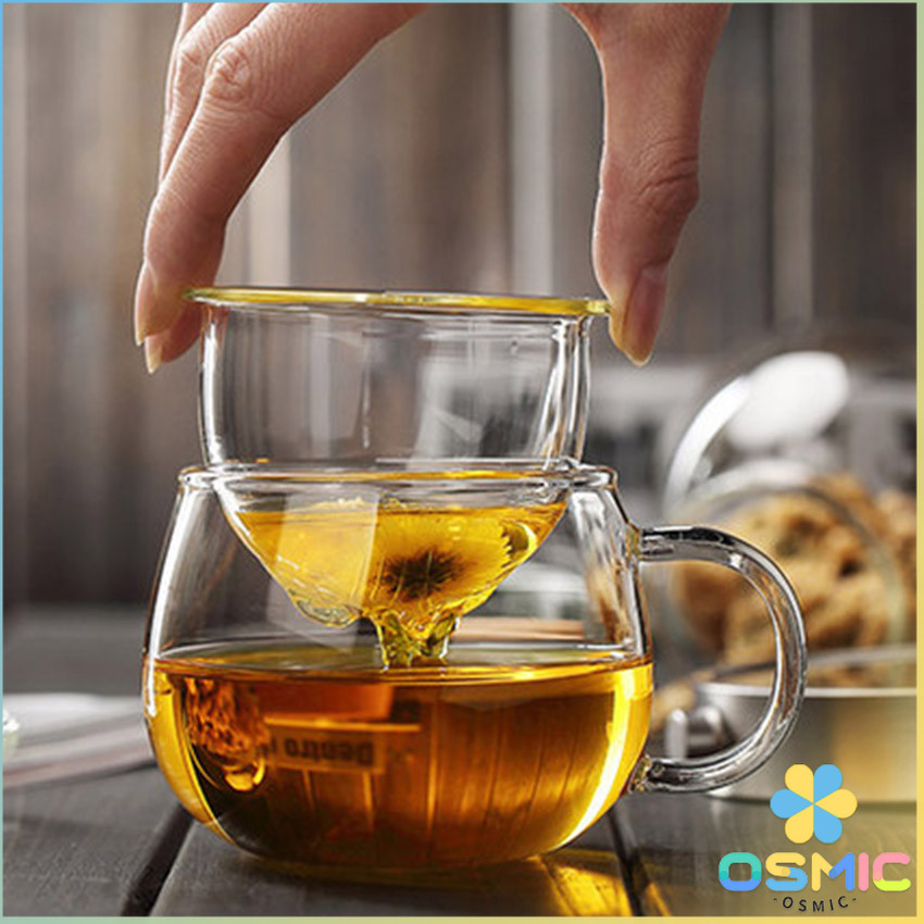 MIC แก้วชงชา พร้อมถ้วยกรองกากชาและฝากปิดในตัว สวยหรูดูแพง Glass teapot