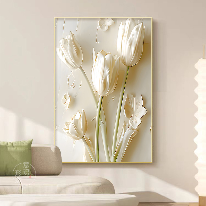 (พร้อมกรอบ) Nordic SImple ดอกไม้ดอกทิวลิปสีขาว Rose ดอกทานตะวัน Daisy ดอกไม้บทคัดย่อผ้าใบภาพวาดพิมพ์ภาพโปสเตอร์