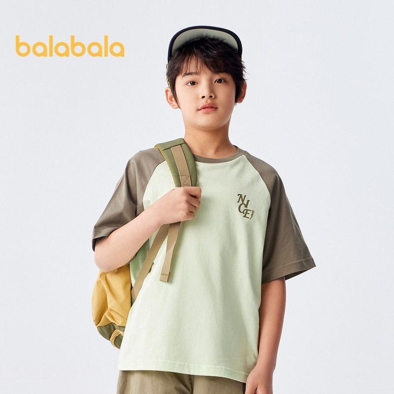 Balabala เสื้อยืดผ้าฝ้ายแขนสั้นสำหรับเด็กโต ฤดูร้อน 2024