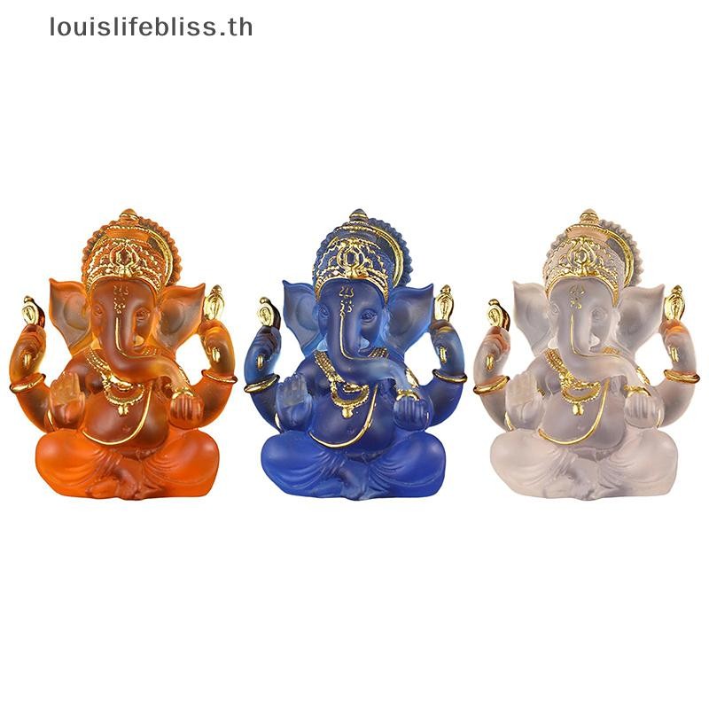 Louislifebliss Clear Lord พระพิฆเนศรูปปั้นช้างฮินดูประติมากรรมรูปแกะสลักเครื่องประดับพระพุทธรูปใหม่