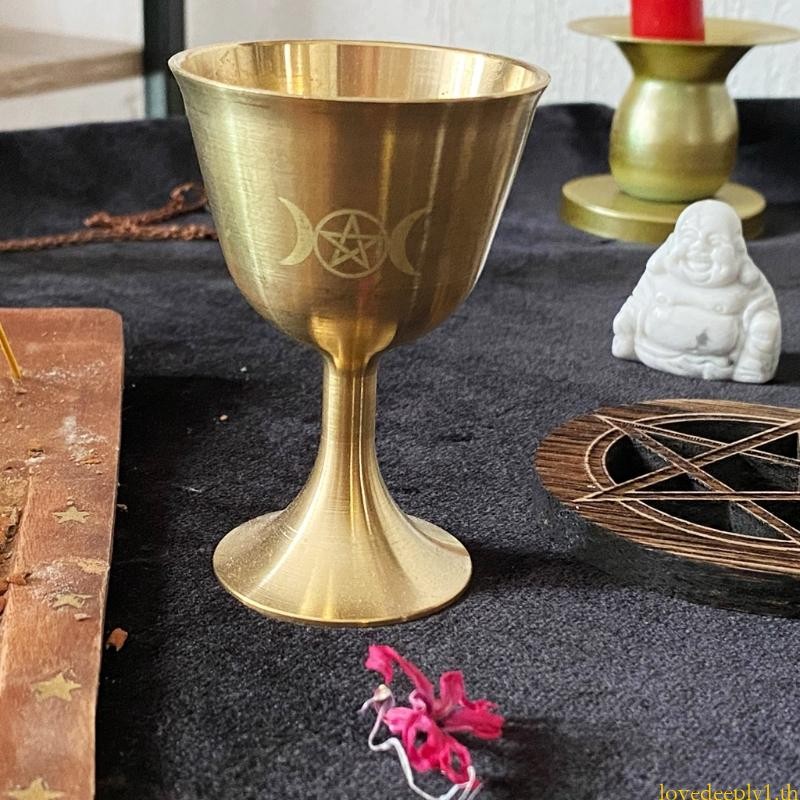 Love Ritual ถ้วยแท่นบูชา Goblet Wicca ชุบทองทองเหลืองพิธี Moon Divination Astrological เครื่องมือเกมกระดาน Witchcraft P